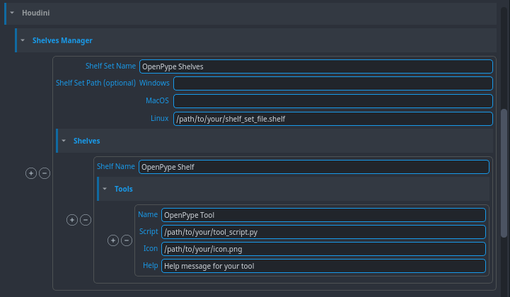 Custom menu definition
