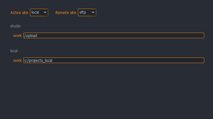 Select active and remote site on a project