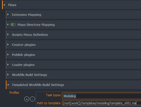 setting build template