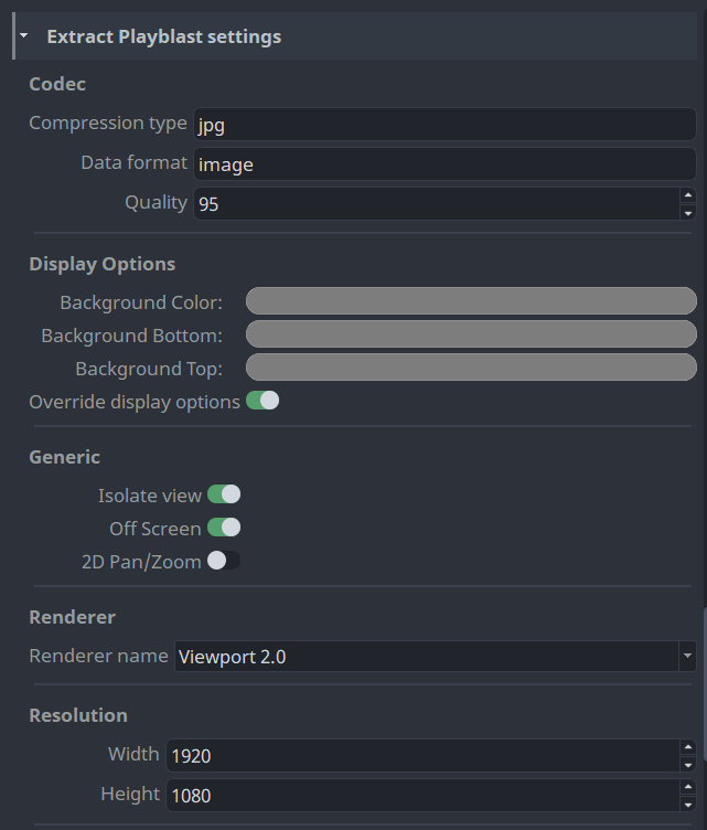 Extract Playblast Settings