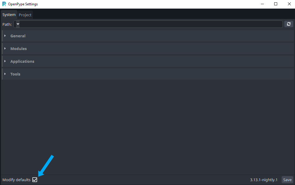 Modify default settings